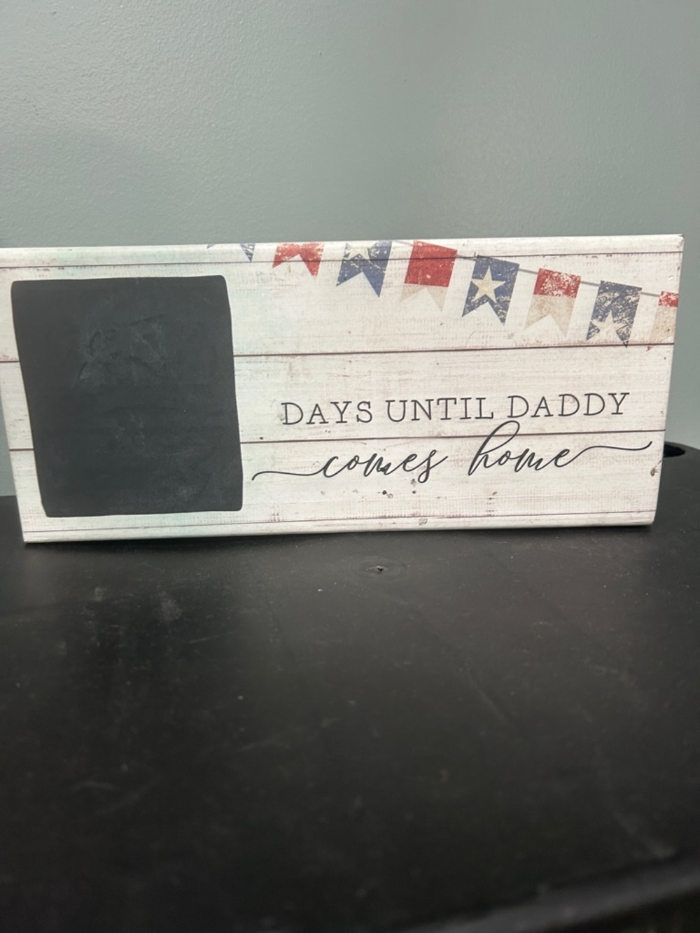 Patriotic 'Days Until Daddy Comes Home' Chalkboard Sign - White and Red